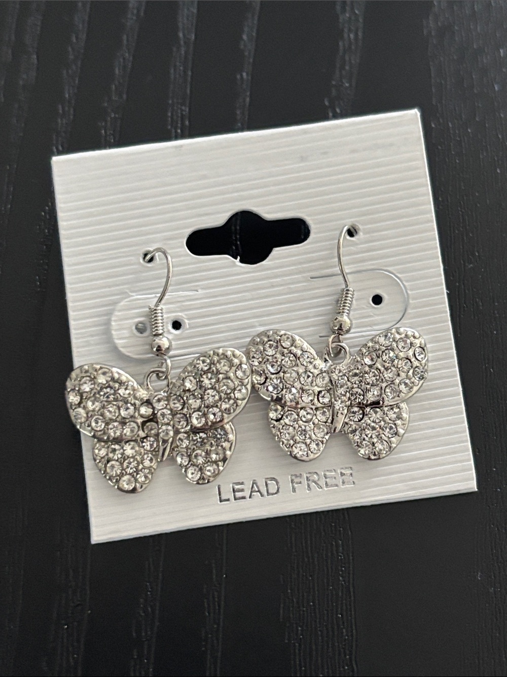 Crystal filled butterfly earrings - Picture 3 of 4